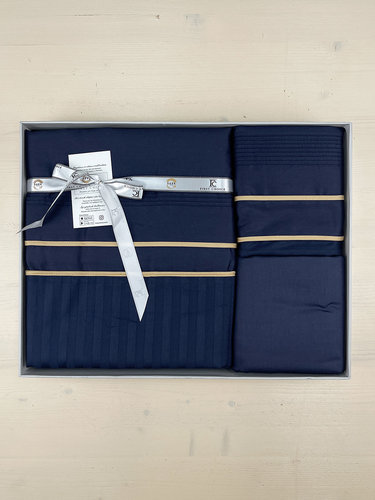 Постельное белье First Choice STRIPE STYLE хлопковый сатин делюкс navy blue евро, фото, фотография