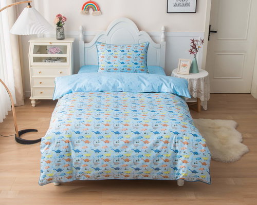 Детское постельное белье Sofi De Marko ДИНОЗАВРИКИ хлопковый сатин голубой 1,5 спальный, фото, фотография