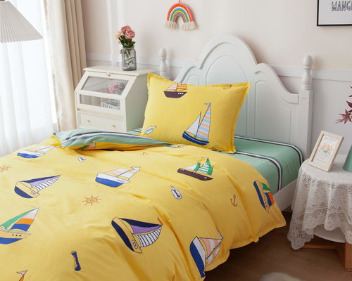 Детское постельное белье Sofi De Marko КОРАБЛИКИ хлопковый сатин жёлтый 1,5 спальный, фото, фотография