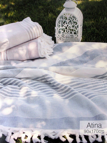 Пляжное полотенце, парео, палантин (пештемаль) Pupilla ATINA хлопок mavi 90х170, фото, фотография