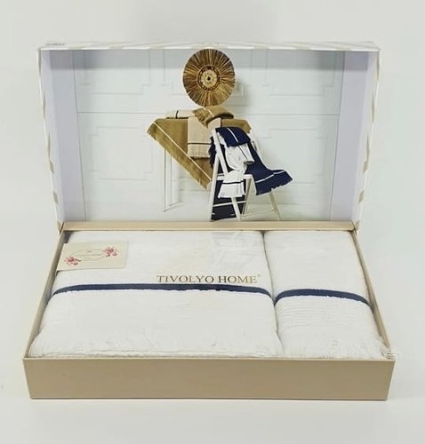 Подарочный набор полотенец для ванной 50х90, 75х150 Tivolyo Home NATURAL SLIM хлопковая махра белый, фото, фотография