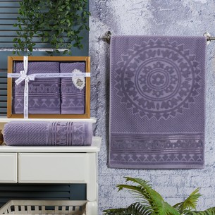 Подарочный набор полотенец для ванной 50х90, 70х140 Philippus KUVEL хлопковая махра фиолетовый