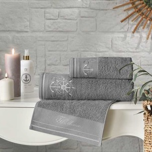 Подарочный набор полотенец для ванной 2 пр. Tivolyo Home NAVY хлопковая махра серый