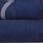 Подарочный набор полотенец для ванной 2 пр. Tivolyo Home CROSS хлопковая махра тёмно-синий, фото, фотография