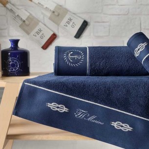Подарочный набор полотенец для ванной 50х100, 75х150 Tivolyo Home ANCHOR хлопковая махра синий