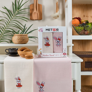 Подарочный набор полотенец для кухни 40х60(2) Meteor BIONCE хлопковая вафля V1
