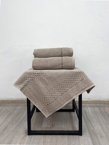 Набор полотенец для ванной с ковриком 3 пр. Pupilla MONET хлопковая махра V1, фото, фотография