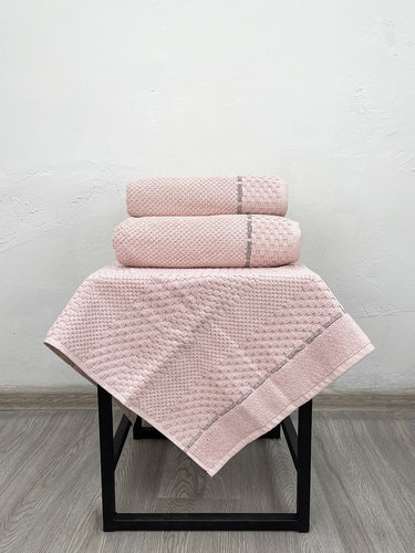 Набор полотенец для ванной с ковриком 3 пр. Pupilla MONET хлопковая махра V2, фото, фотография