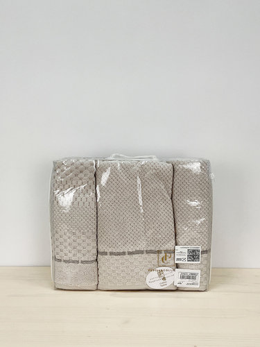 Набор полотенец для ванной с ковриком 3 пр. Pupilla MONET хлопковая махра V3, фото, фотография