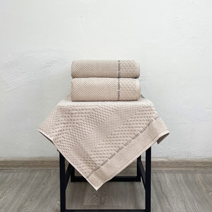 Набор полотенец для ванной с ковриком 3 пр. Pupilla MONET хлопковая махра V4