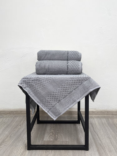 Набор полотенец для ванной с ковриком 3 пр. Pupilla MONET хлопковая махра V5, фото, фотография