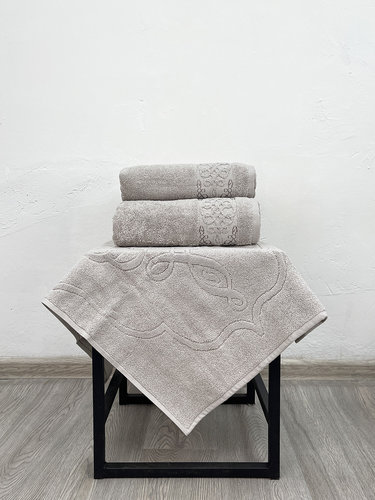 Набор полотенец для ванной с ковриком 3 пр. Pupilla PENANOPE хлопковая махра V4, фото, фотография
