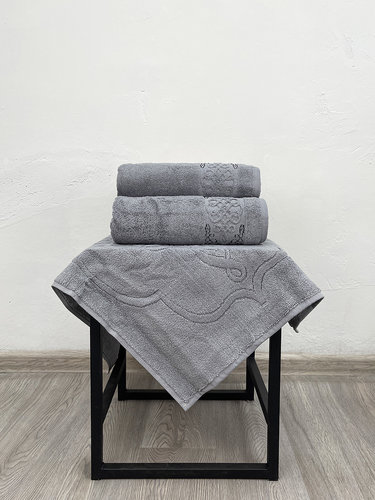 Набор полотенец для ванной с ковриком 3 пр. Pupilla PENANOPE хлопковая махра V5, фото, фотография