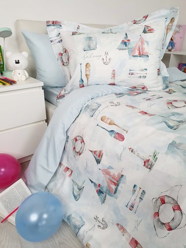 Детское постельное белье Tivolyo Home MARIN хлопковый сатин делюкс 1,5 спальный, фото, фотография