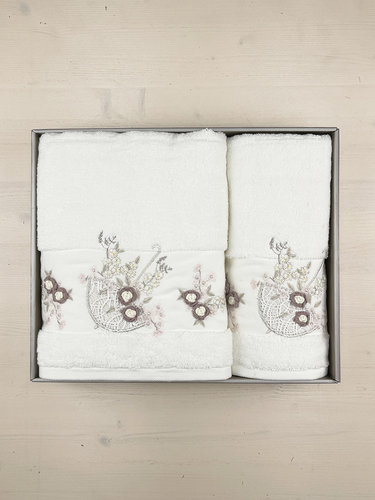 Набор полотенец для ванной в подарочной упаковке 50х90, 70х140 Pupilla ELANUR хлопковая махра V3, фото, фотография
