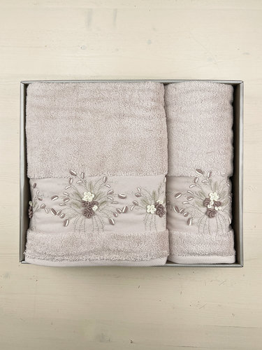 Набор полотенец для ванной в подарочной упаковке 50х90, 70х140 Pupilla ELANUR хлопковая махра V7, фото, фотография