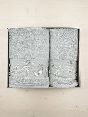 Набор полотенец для ванной в подарочной упаковке 50х90, 70х140 Pupilla ELANUR хлопковая махра V12, фото, фотография