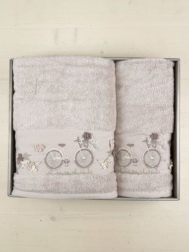 Набор полотенец для ванной в подарочной упаковке 50х90, 70х140 Pupilla ELANUR хлопковая махра V14, фото, фотография
