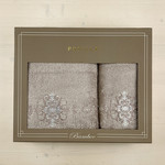 Набор полотенец для ванной в подарочной упаковке 2 пр. Pupilla MOONLIGHT бамбуковая махра V1, фото, фотография