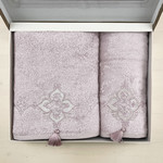 Набор полотенец для ванной в подарочной упаковке 2 пр. Pupilla MOONLIGHT бамбуковая махра V4, фото, фотография