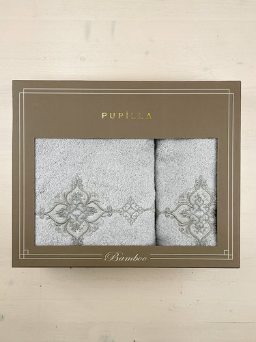 Набор полотенец для ванной в подарочной упаковке 2 пр. Pupilla MOONLIGHT бамбуковая махра V5, фото, фотография
