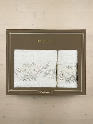 Набор полотенец для ванной в подарочной упаковке 2 пр. Pupilla CRISTINA бамбуковая махра V1, фото, фотография