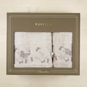 Набор полотенец для ванной в подарочной упаковке 2 пр. Pupilla CRISTINA бамбуковая махра V6