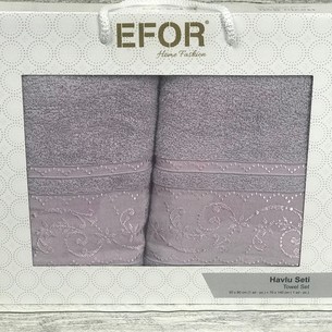 Подарочный набор полотенец для ванной 50х90, 70х140 Efor ECRE хлопковая махра светло-лиловый