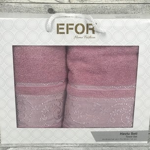 Подарочный набор полотенец для ванной 50х90, 70х140 Efor ECRE хлопковая махра лиловый