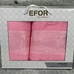 Подарочный набор полотенец для ванной 50х90, 70х140 Efor GERDANLIK хлопковая махра розовый, фото, фотография