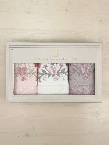 Подарочный набор полотенец-салфеток 3 шт. Pupilla EVA бамбуковая махра V3, фото, фотография
