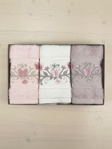 Подарочный набор полотенец-салфеток 3 шт. Pupilla EVA бамбуковая махра V3, фото, фотография