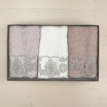 Подарочный набор полотенец-салфеток 3 шт. Pupilla MARTA бамбуковая махра V1, фото, фотография