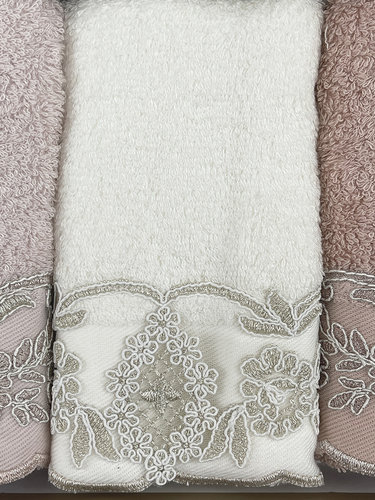 Подарочный набор полотенец-салфеток 3 шт. Pupilla MARTA бамбуковая махра V1, фото, фотография