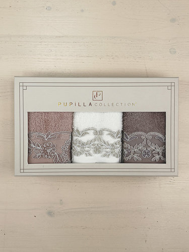 Подарочный набор полотенец-салфеток 3 шт. Pupilla MARTA бамбуковая махра V2, фото, фотография