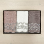 Подарочный набор полотенец-салфеток 3 шт. Pupilla MARTA бамбуковая махра V2, фото, фотография