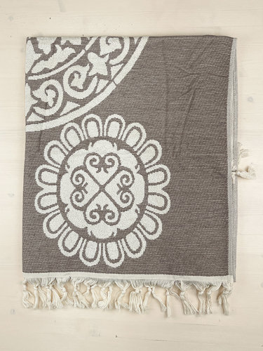Пляжное полотенце, парео, палантин (пештемаль) Sikel MANDALA хлопковая махра V1 100х150, фото, фотография