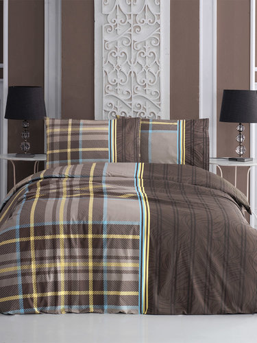 Постельное белье Altinbasak GRANDE хлопковый ранфорс коричневый 1,5 спальный, фото, фотография