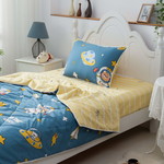 Детское постельное белье без пододеяльника с одеялом Sofi De Marko SPACE хлопковый сатин синий 1,5 спальный, фото, фотография