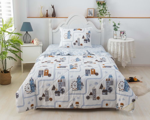 Детское постельное белье без пододеяльника с одеялом Sofi De Marko ГОРОД ЭМБЕР хлопковый сатин 1,5 спальный, фото, фотография