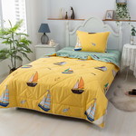 Детское постельное белье без пододеяльника с одеялом Sofi De Marko КОРАБЛИКИ хлопковый сатин жёлтый 1,5 спальный, фото, фотография