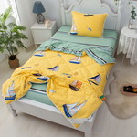Детское постельное белье без пододеяльника с одеялом Sofi De Marko КОРАБЛИКИ хлопковый сатин жёлтый 1,5 спальный, фото, фотография