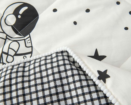 Детское постельное белье без пододеяльника с одеялом Sofi De Marko КОСМОНАВТ хлопковый сатин белый 1,5 спальный, фото, фотография