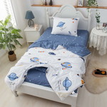 Детское постельное белье без пододеяльника с одеялом Sofi De Marko КОСМОС хлопковый сатин белый 1,5 спальный, фото, фотография