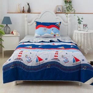 Детское постельное белье без пододеяльника с одеялом Sofi De Marko МАЯКИ хлопковый сатин 1,5 спальный