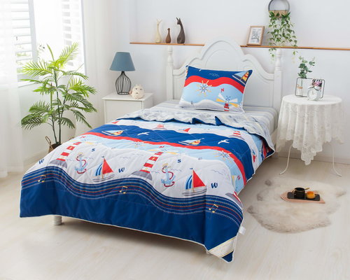 Детское постельное белье без пододеяльника с одеялом Sofi De Marko МАЯКИ хлопковый сатин 1,5 спальный, фото, фотография