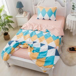 Детское постельное белье без пододеяльника с одеялом Sofi De Marko РОМБИКИ хлопковый сатин цветной 1,5 спальный, фото, фотография