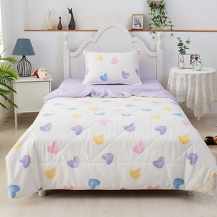 Детское постельное белье без пододеяльника с одеялом Sofi De Marko СЕРДЦА хлопковый сатин разноцветный 1,5 спальный