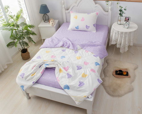 Детское постельное белье без пододеяльника с одеялом Sofi De Marko СЕРДЦА хлопковый сатин разноцветный 1,5 спальный, фото, фотография