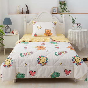 Детское постельное белье без пододеяльника с одеялом Sofi De Marko СМАЙЛ хлопковый сатин жёлтый 1,5 спальный